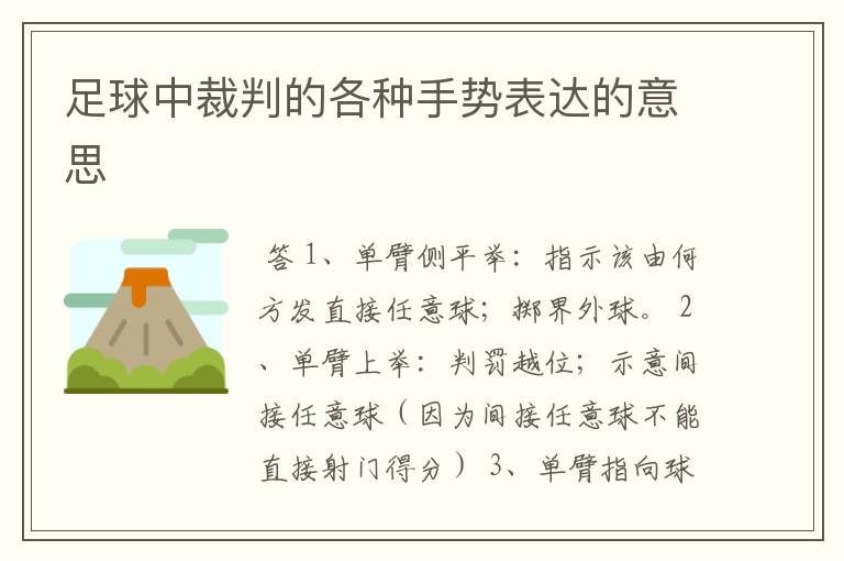 足球中裁判的各种手势表达的意思