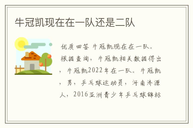 牛冠凯现在在一队还是二队