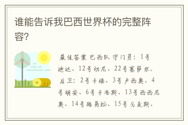 谁能告诉我巴西世界杯的完整阵容?