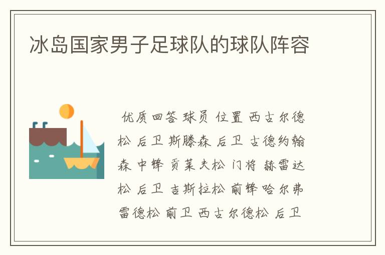 冰岛国家男子足球队的球队阵容