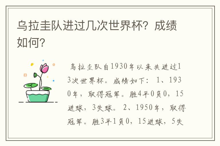 乌拉圭队进过几次世界杯?成绩如何?
