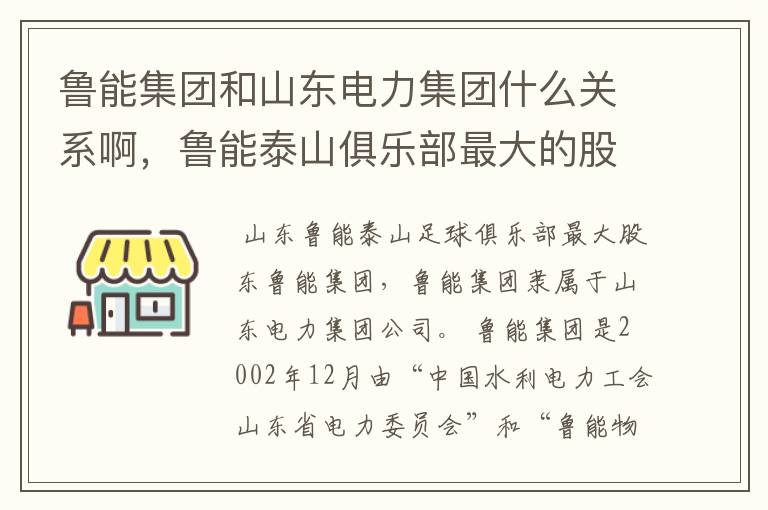 鲁能集团和山东电力集团什么关系啊,鲁能泰山俱乐部最大的股东是那个啊!