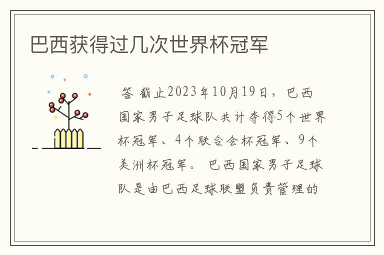 巴西获得过几次世界杯冠军