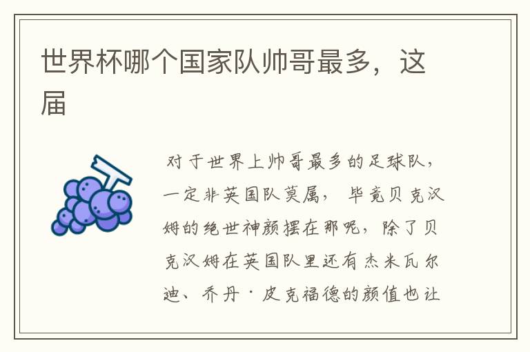 世界杯哪个国家队帅哥最多,这届