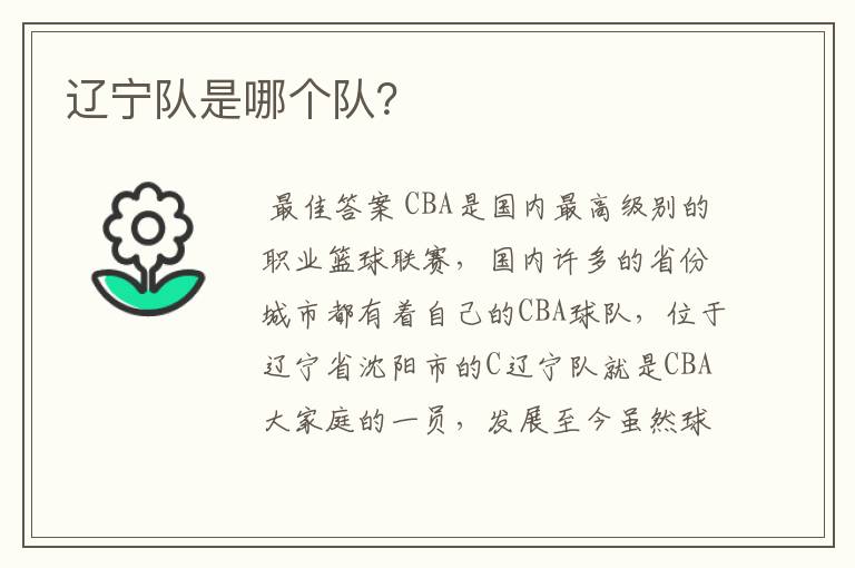 辽宁队是哪个队?