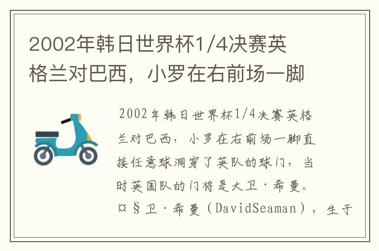 2002年韩日世界杯1/4决赛英格兰对巴西,小罗在右前场一脚直接任意球洞穿了英队的球门,问当时英队的门将是