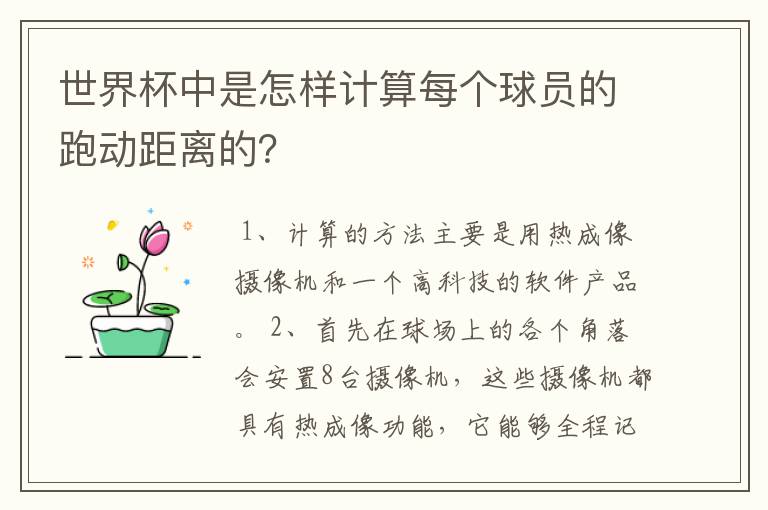 世界杯中是怎样计算每个球员的跑动距离的?