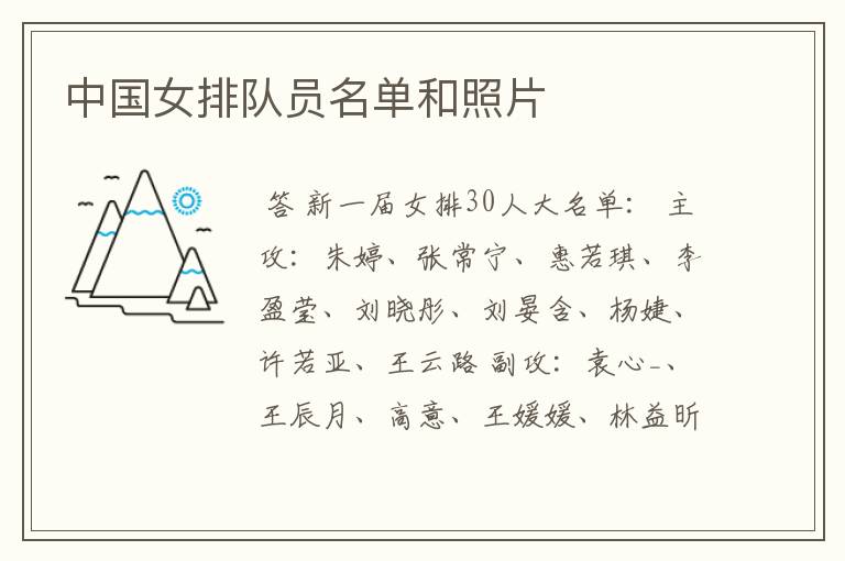 中国女排队员名单和照片