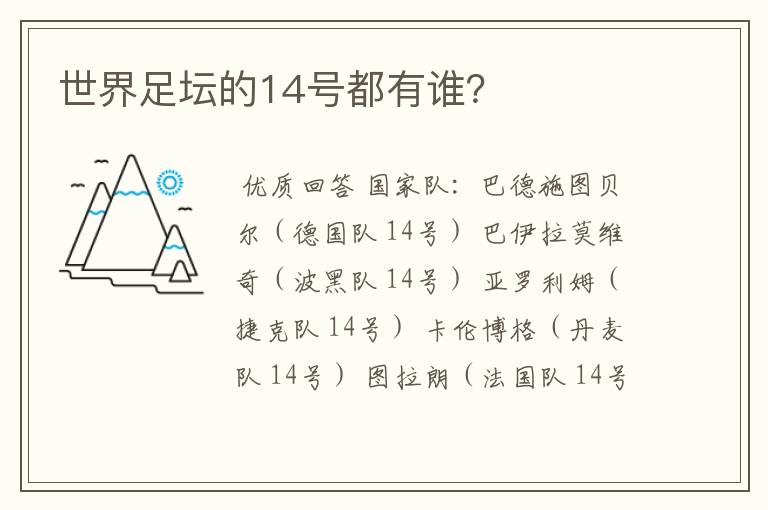 世界足坛的14号都有谁?