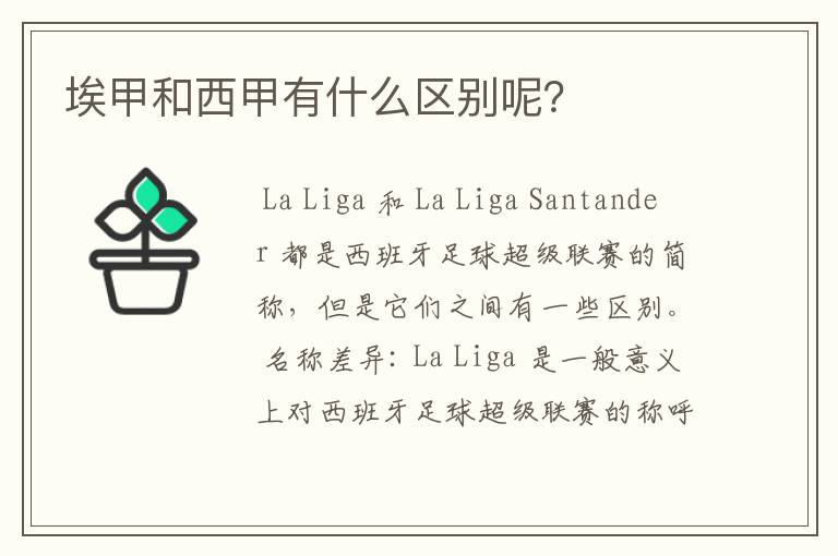 埃甲和西甲有什么区别呢?