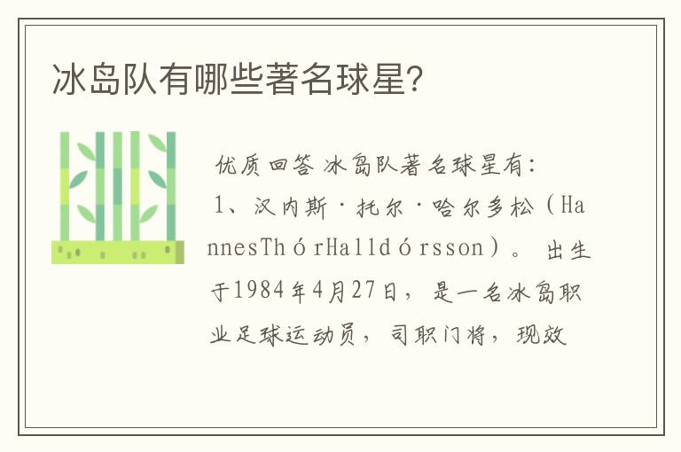 冰岛队有哪些著名球星?