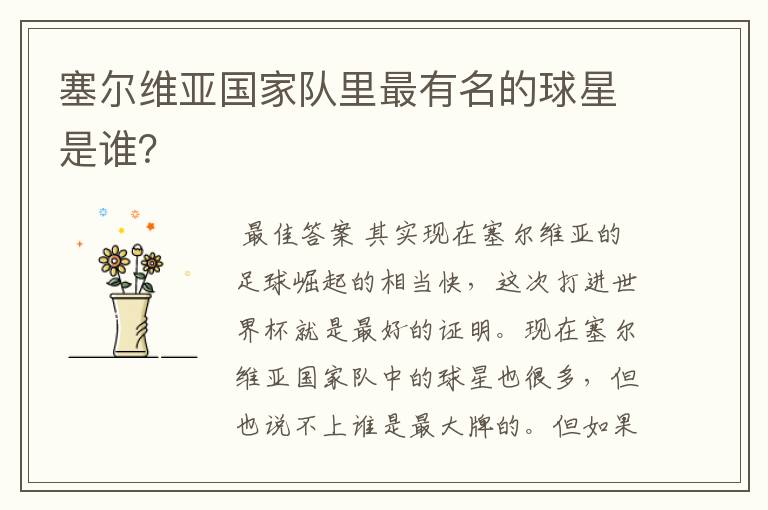 塞尔维亚国家队里最有名的球星是谁?