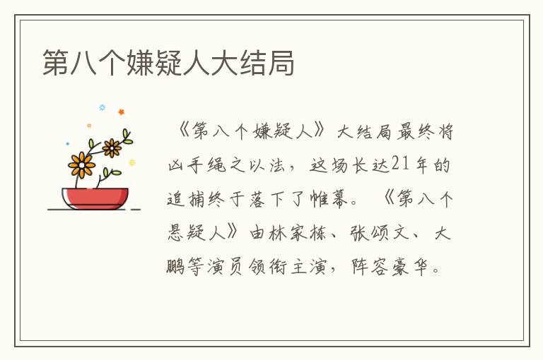 第八个嫌疑人大结局