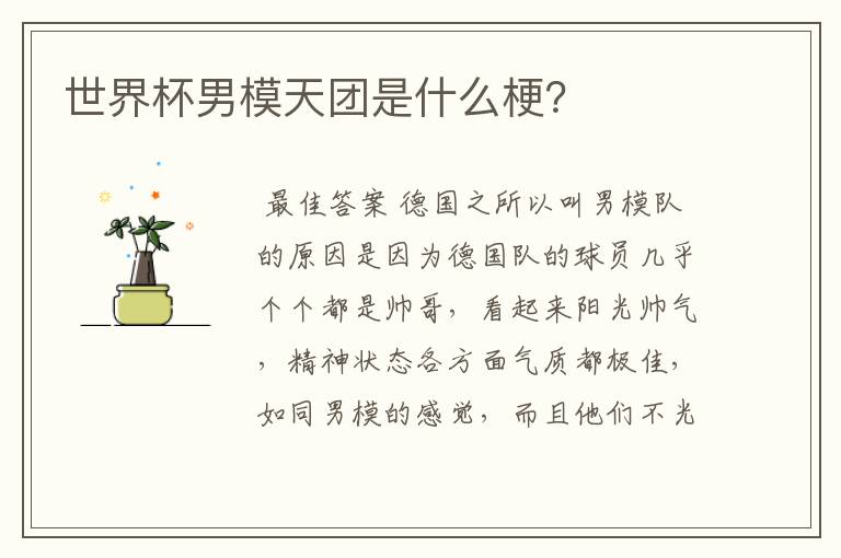 世界杯男模天团是什么梗?