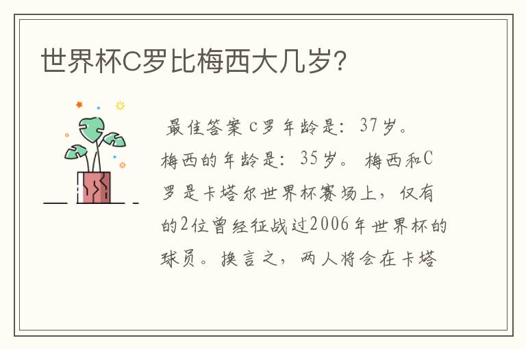 世界杯C罗比梅西大几岁?