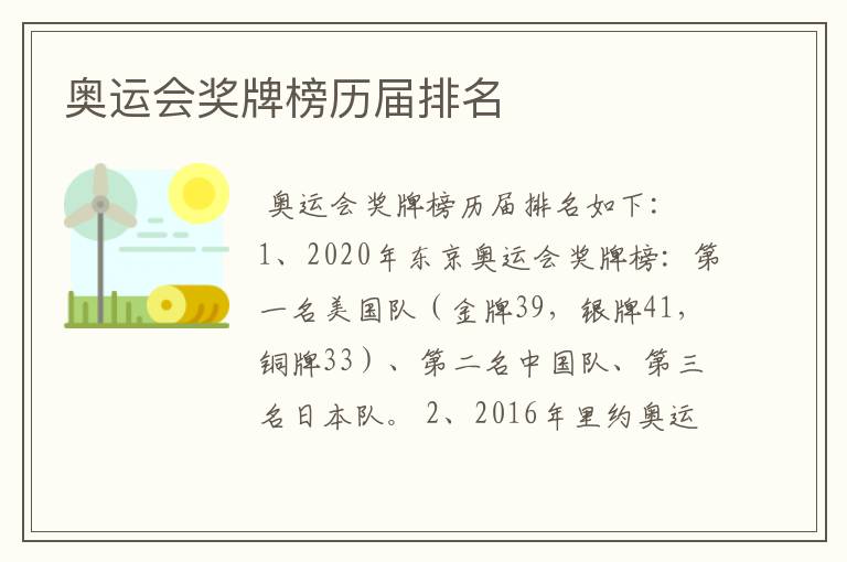 奥运会奖牌榜历届排名
