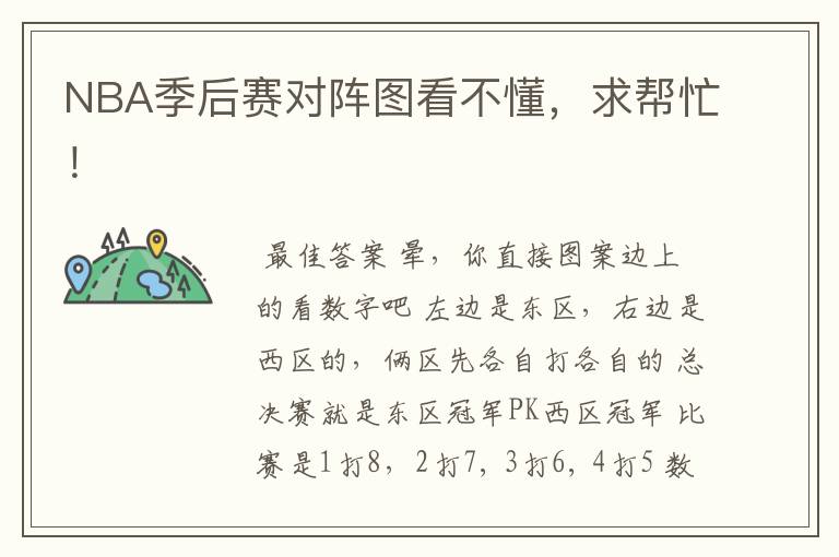 NBA季后赛对阵图看不懂,求帮忙!