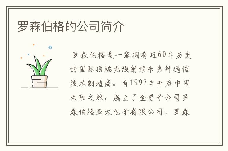 罗森伯格的公司简介