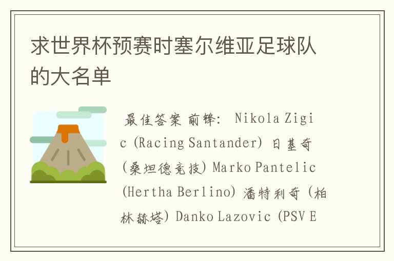 求世界杯预赛时塞尔维亚足球队的大名单
