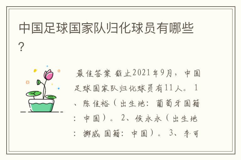 中国足球国家队归化球员有哪些?