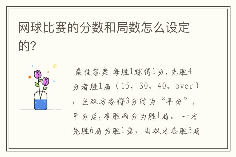网球比赛的分数和局数怎么设定的?
