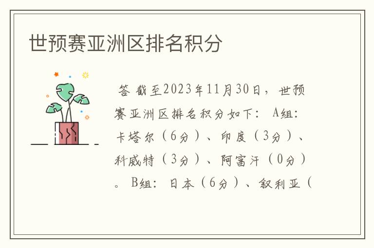 世预赛亚洲区排名积分