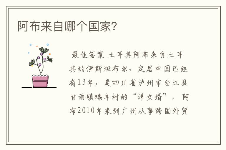 阿布来自哪个国家?