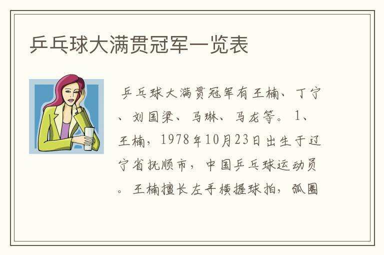 乒乓球大满贯冠军一览表