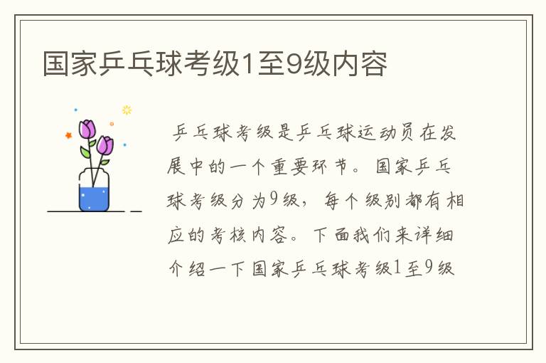 国家乒乓球考级1至9级内容