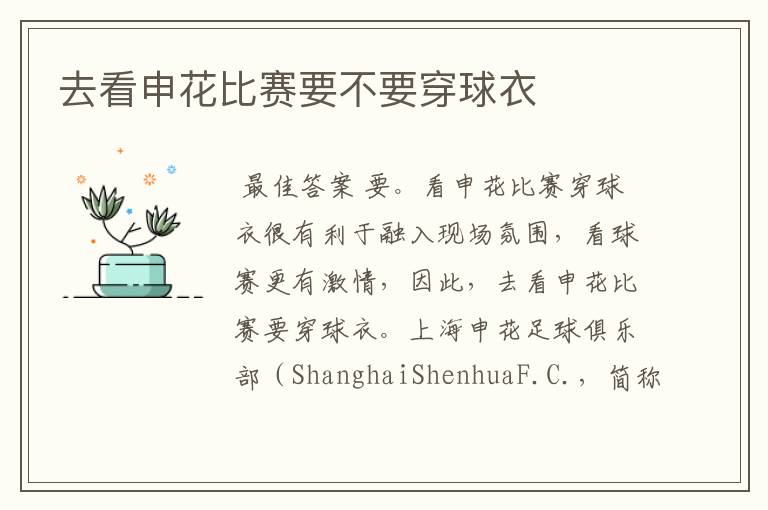 去看申花比赛要不要穿球衣