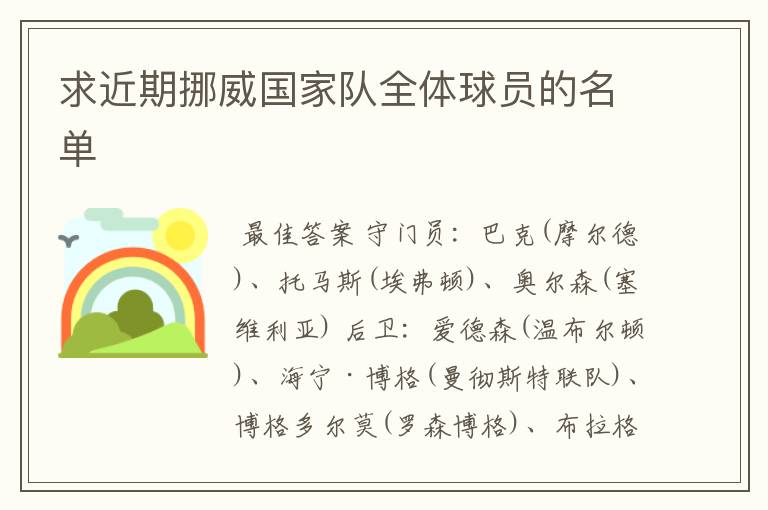 求近期挪威国家队全体球员的名单