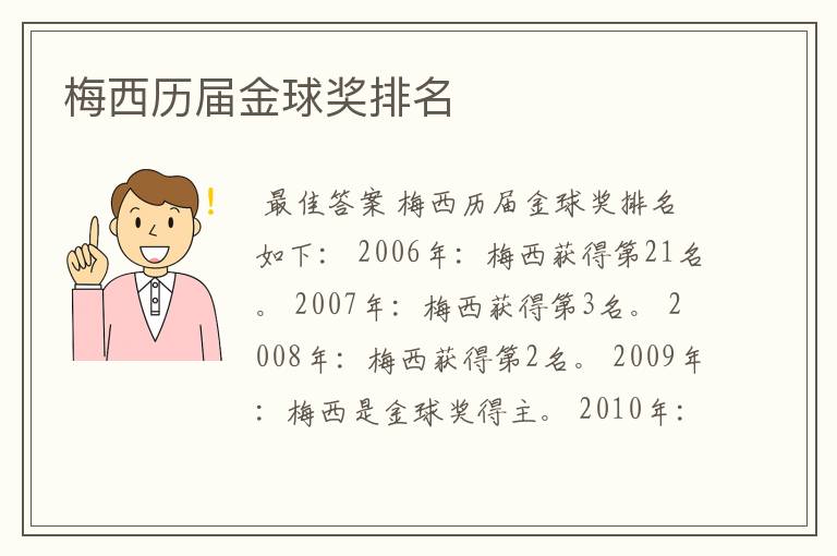 梅西历届金球奖排名
