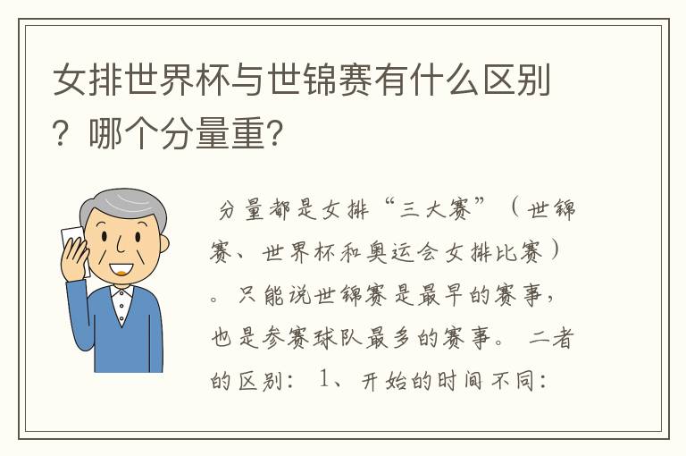 女排世界杯与世锦赛有什么区别?哪个分量重?