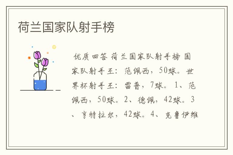 荷兰国家队射手榜