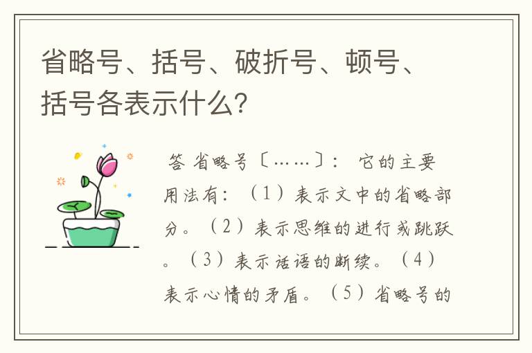 省略号、括号、破折号、顿号、括号各表示什么?