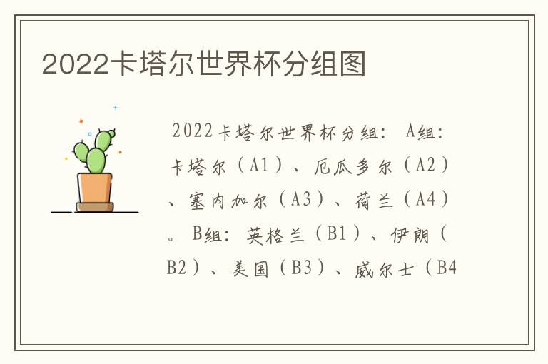 2022卡塔尔世界杯分组图