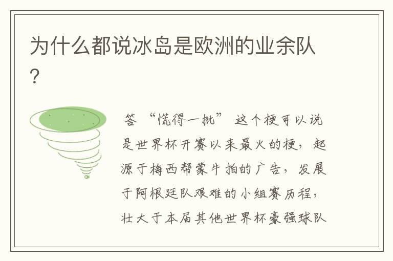 为什么都说冰岛是欧洲的业余队?