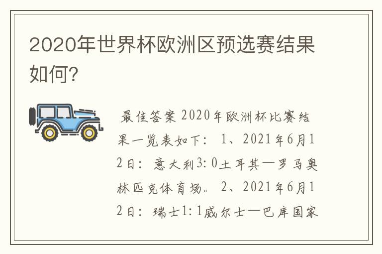2020年世界杯欧洲区预选赛结果如何?