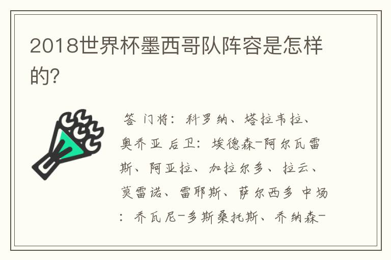 2018世界杯墨西哥队阵容是怎样的?
