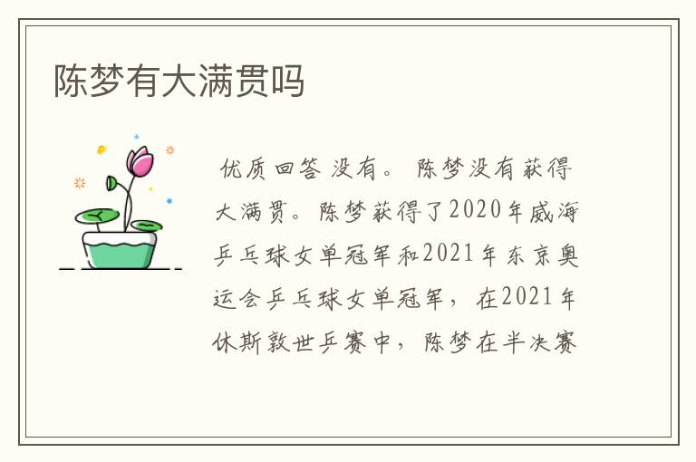 陈梦有大满贯吗