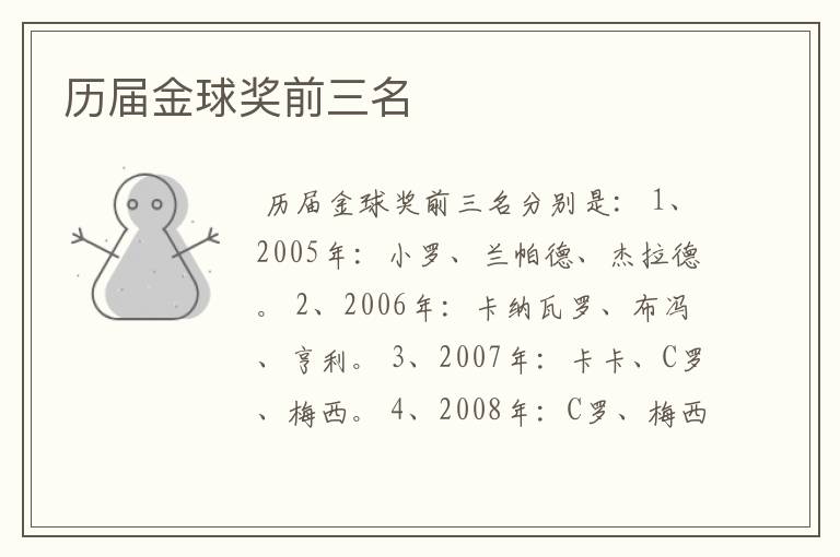 历届金球奖前三名