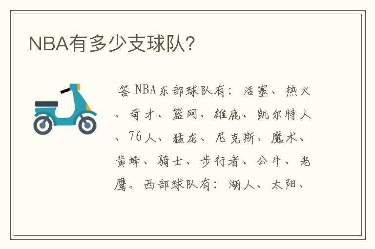NBA有多少支球队?