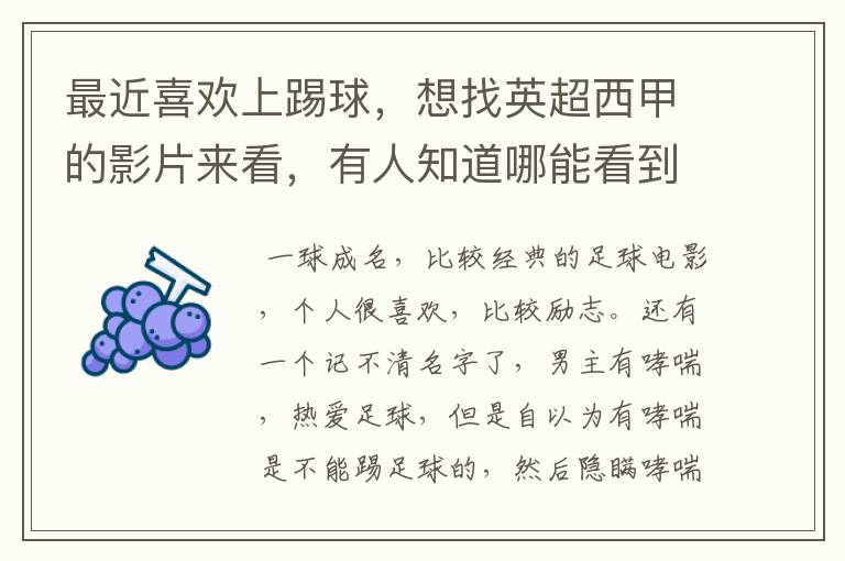 最近喜欢上踢球,想找英超西甲的影片来看,有人知道哪能看到吗