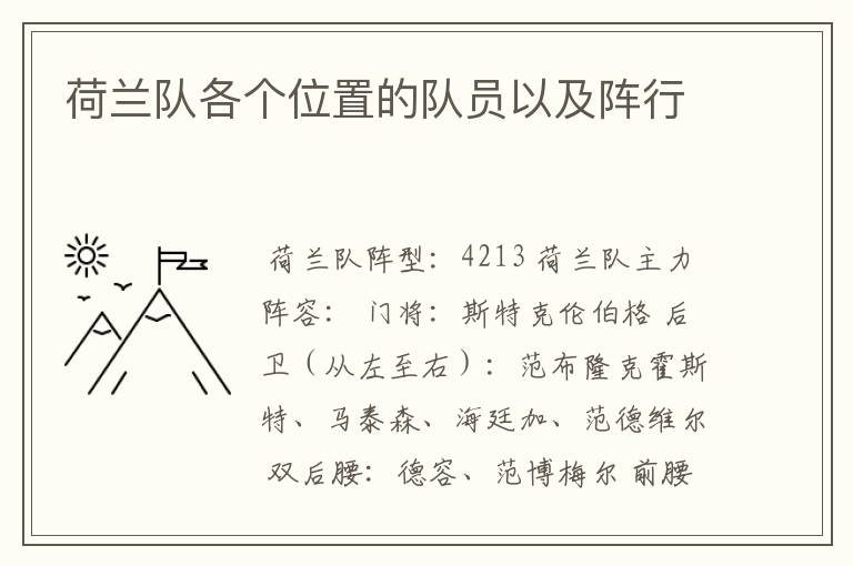 荷兰队各个位置的队员以及阵行