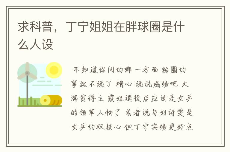 求科普,丁宁姐姐在胖球圈是什么人设