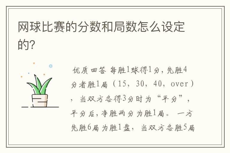 网球比赛的分数和局数怎么设定的?
