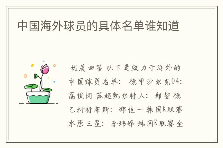 中国海外球员的具体名单谁知道
