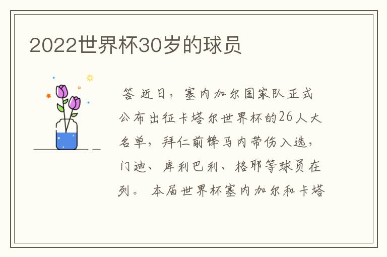 2022世界杯30岁的球员