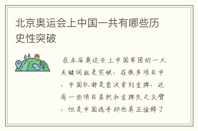 北京奥运会上中国一共有哪些历史性突破