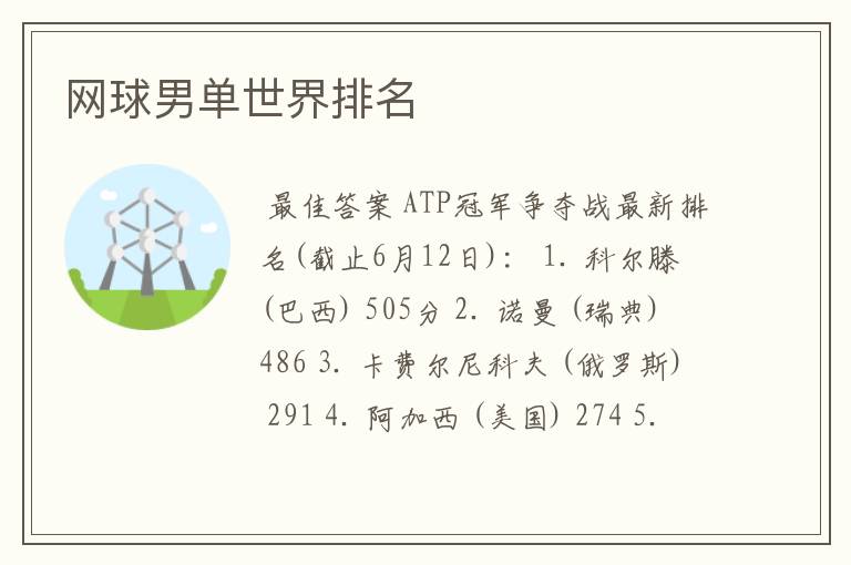 网球男单世界排名